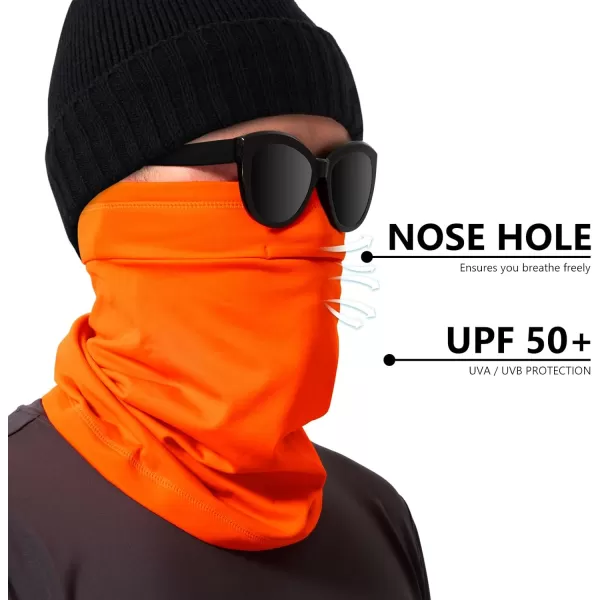 BASSDASH Fleece Neck Gaiter with Nose Hole Winter Face Mask for Men Women Windproof Scarf for Fishing Hunting SkiingOrange