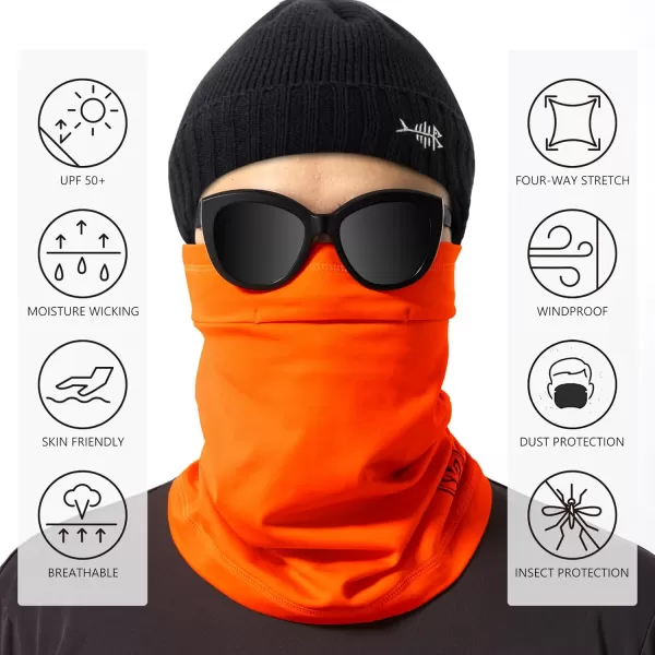 BASSDASH Fleece Neck Gaiter with Nose Hole Winter Face Mask for Men Women Windproof Scarf for Fishing Hunting SkiingOrange