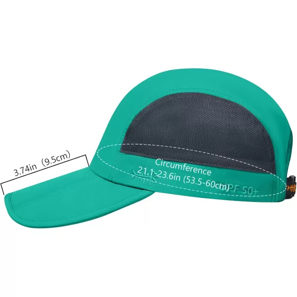 BASSDASH Folding Fishing Baseball Cap UPF 50 Water Resistant Outdoor Portable Brim Hats for Women Men Hiking AdjustableAqua Green