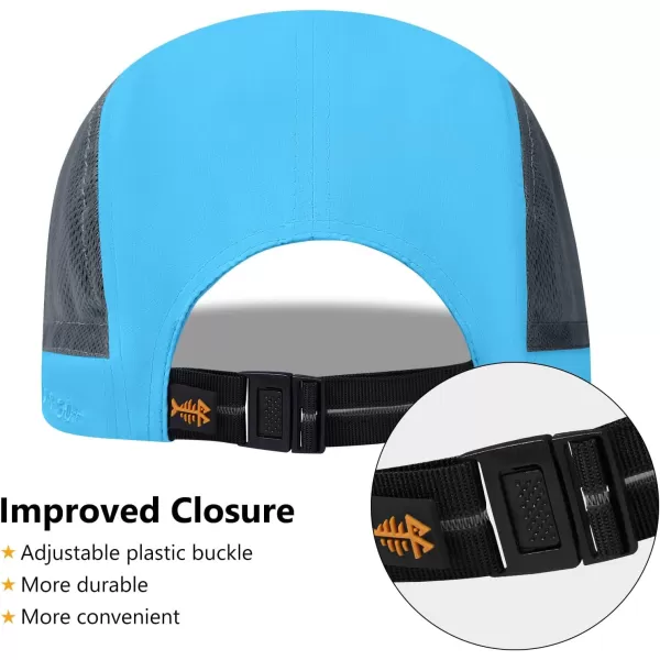 BASSDASH Folding Fishing Baseball Cap UPF 50 Water Resistant Outdoor Portable Brim Hats for Women Men Hiking AdjustableCyan Blue