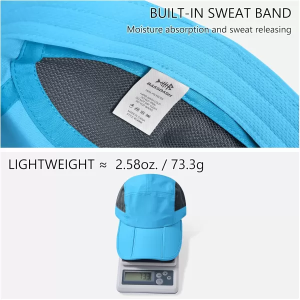 BASSDASH Folding Fishing Baseball Cap UPF 50 Water Resistant Outdoor Portable Brim Hats for Women Men Hiking AdjustableCyan Blue