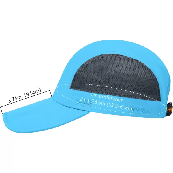 BASSDASH Folding Fishing Baseball Cap UPF 50 Water Resistant Outdoor Portable Brim Hats for Women Men Hiking AdjustableCyan Blue