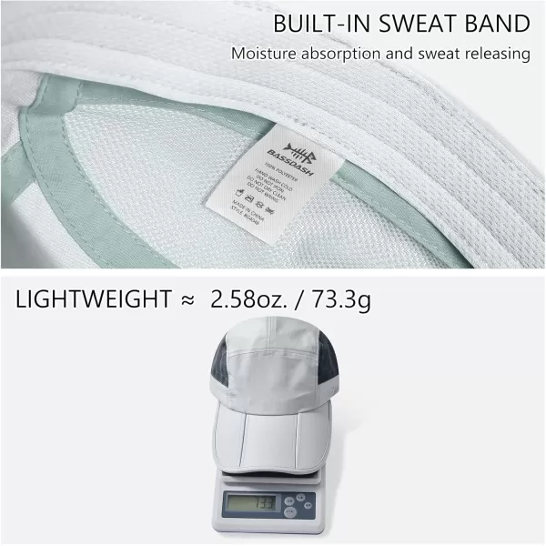 BASSDASH Folding Fishing Baseball Cap UPF 50 Water Resistant Outdoor Portable Brim Hats for Women Men Hiking AdjustableLight Grey