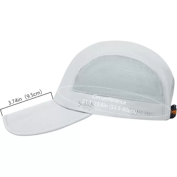 BASSDASH Folding Fishing Baseball Cap UPF 50 Water Resistant Outdoor Portable Brim Hats for Women Men Hiking AdjustableLight Grey