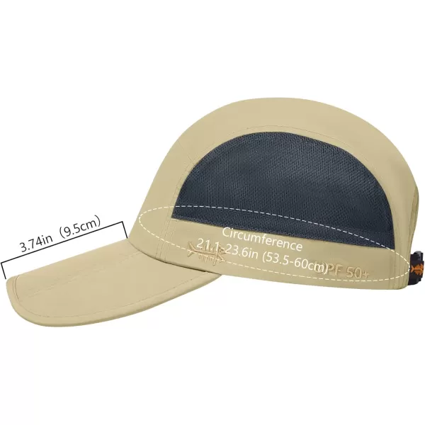 BASSDASH Folding Fishing Baseball Cap UPF 50 Water Resistant Outdoor Portable Brim Hats for Women Men Hiking AdjustableLight Khaki