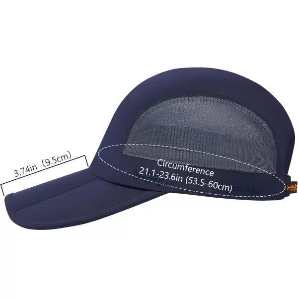 BASSDASH Folding Fishing Baseball Cap UPF 50 Water Resistant Outdoor Portable Brim Hats for Women Men Hiking AdjustableNavy Blue