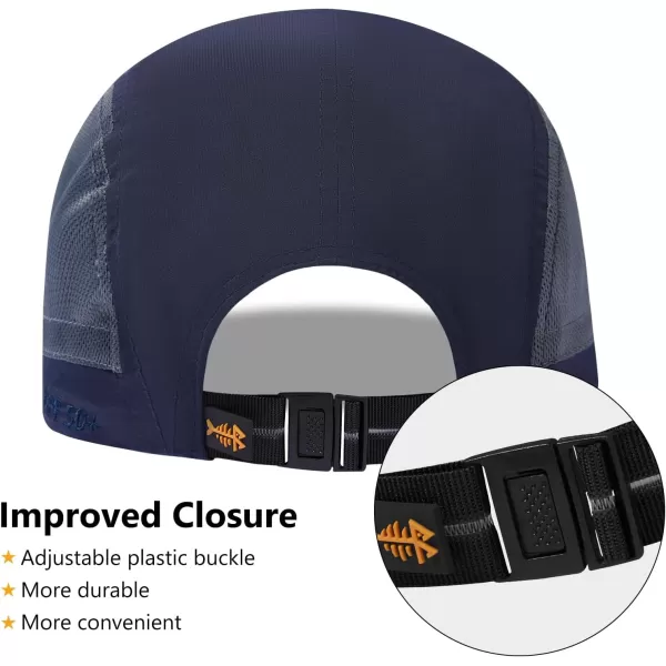 BASSDASH Folding Fishing Baseball Cap UPF 50 Water Resistant Outdoor Portable Brim Hats for Women Men Hiking AdjustableNavy Blue