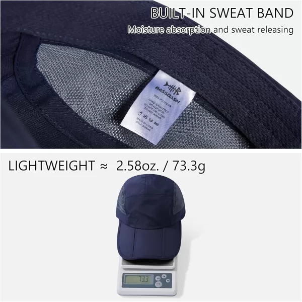 BASSDASH Folding Fishing Baseball Cap UPF 50 Water Resistant Outdoor Portable Brim Hats for Women Men Hiking AdjustableNavy Blue