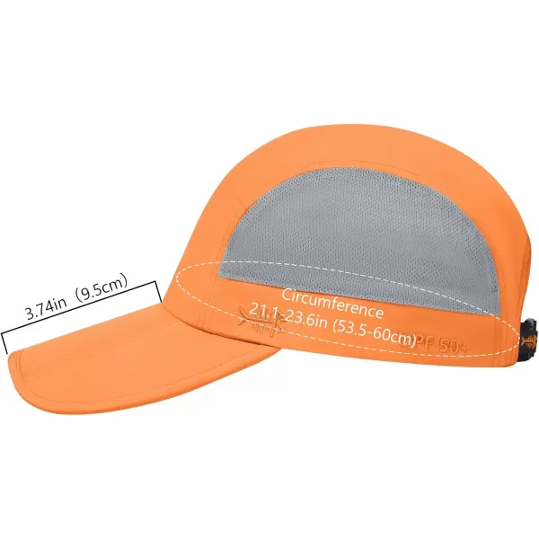 BASSDASH Folding Fishing Baseball Cap UPF 50 Water Resistant Outdoor Portable Brim Hats for Women Men Hiking AdjustablePumpkin