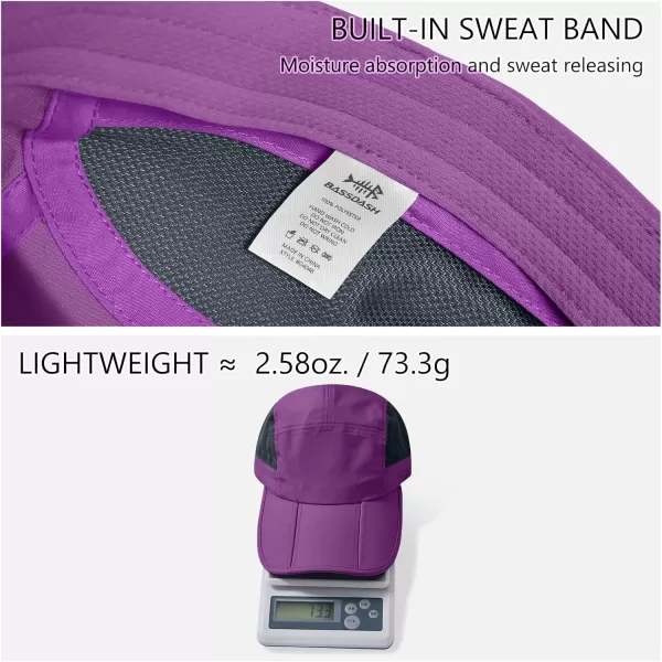 BASSDASH Folding Fishing Baseball Cap UPF 50 Water Resistant Outdoor Portable Brim Hats for Women Men Hiking AdjustablePurple