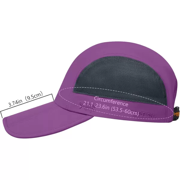 BASSDASH Folding Fishing Baseball Cap UPF 50 Water Resistant Outdoor Portable Brim Hats for Women Men Hiking AdjustablePurple