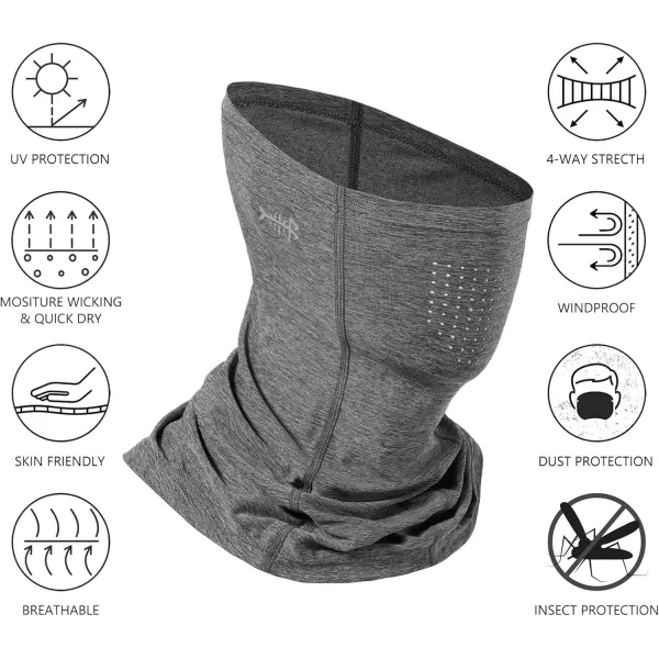 BASSDASH Neck Gaiter Mask UPF 50 Sun Protection for Men ampamp Women Fishing Hiking OutdoorDark Heather Grey