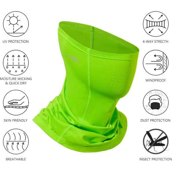 BASSDASH Neck Gaiter Mask UPF 50 Sun Protection for Men ampamp Women Fishing Hiking OutdoorFluorescent Green