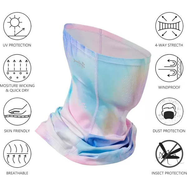 BASSDASH Neck Gaiter Mask UPF 50 Sun Protection for Men ampamp Women Fishing Hiking OutdoorPink Blue Tiedye