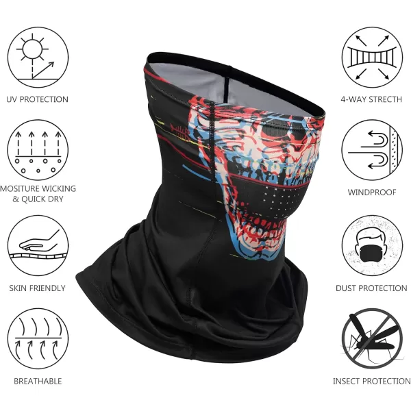 BASSDASH Neck Gaiter Mask UPF 50 Sun Protection for Men ampamp Women Fishing Hiking OutdoorSkull