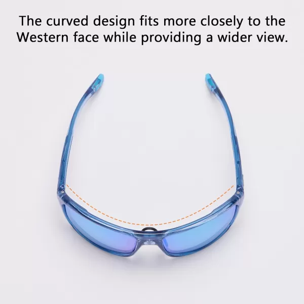 BASSDASH Polarized Sports Sunglasses for Men Women Fishing Driving Hiking UV400 with Lightweight TPX Unbreakable FrameClear Blue Frameice Blue Mirror Lens