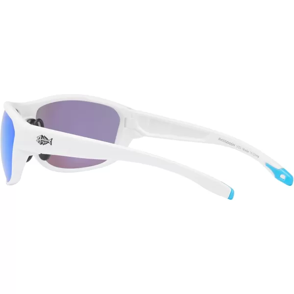 BASSDASH Polarized Sports Sunglasses for Men Women Fishing Driving Hiking UV400 with Lightweight TPX Unbreakable FrameMatte White Frameice Blue Mirror Lens