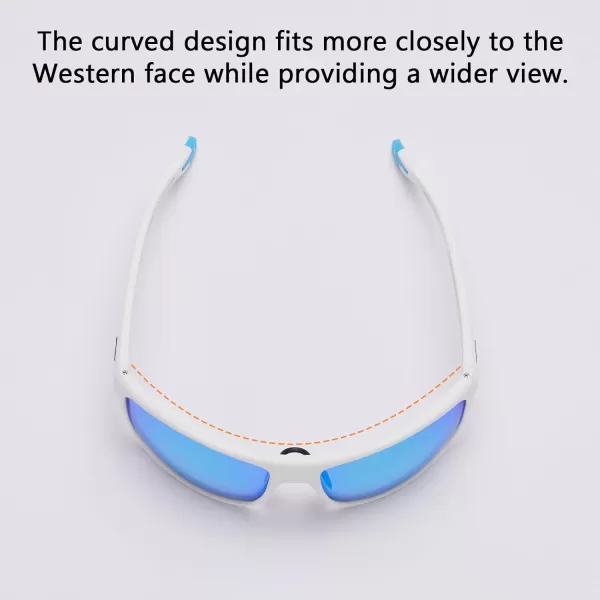 BASSDASH Polarized Sports Sunglasses for Men Women Fishing Driving Hiking UV400 with Lightweight TPX Unbreakable FrameMatte White Frameice Blue Mirror Lens