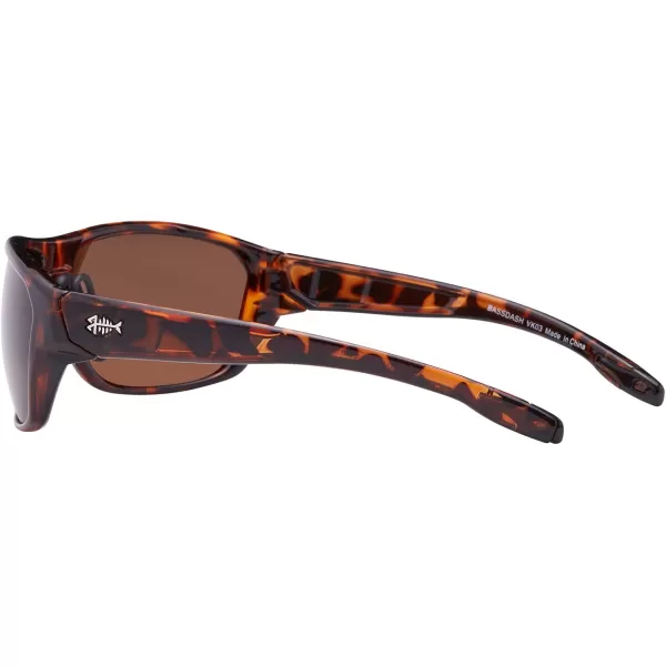 BASSDASH Polarized Sports Sunglasses for Men Women Fishing Driving Hiking UV400 with Lightweight TPX Unbreakable FrameV03 Frame  Tortoise  Lens  Brown