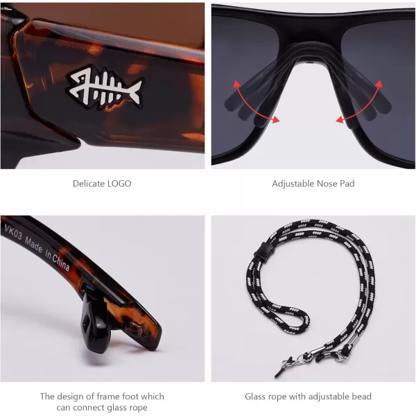 BASSDASH Polarized Sports Sunglasses for Men Women Fishing Driving Hiking UV400 with Lightweight TPX Unbreakable FrameV03 Frame  Tortoise  Lens  Brown