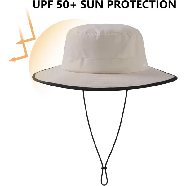 BASSDASH UPF 50 WaterResistant Fishing Bucket Hat with Laser Perforated Mesh Adjustable for Men Women Outdoor HikingBeige