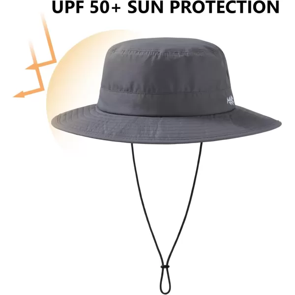 BASSDASH UPF 50 WaterResistant Fishing Bucket Hat with Laser Perforated Mesh Adjustable for Men Women Outdoor HikingDark Grey