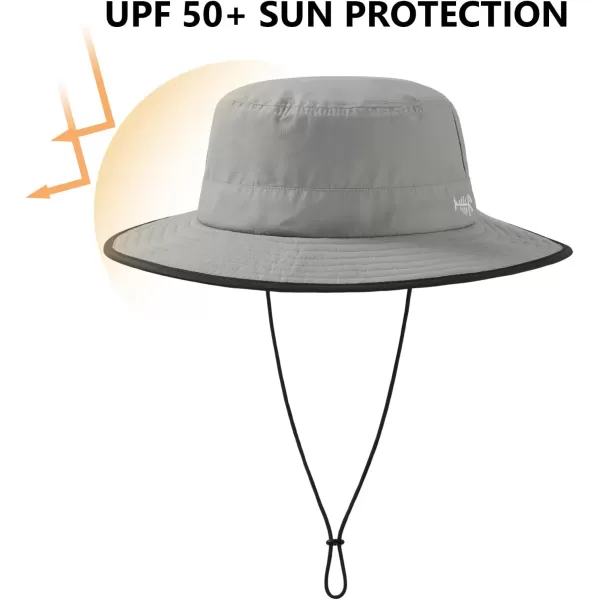 BASSDASH UPF 50 WaterResistant Fishing Bucket Hat with Laser Perforated Mesh Adjustable for Men Women Outdoor HikingLight Grey