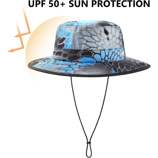 BASSDASH UPF 50 WaterResistant Fishing Bucket Hat with Laser Perforated Mesh Adjustable for Men Women Outdoor HikingNeptune Scales