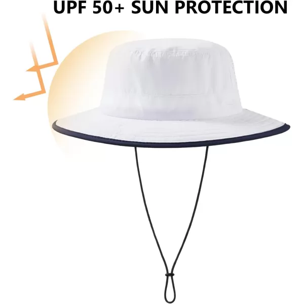 BASSDASH UPF 50 WaterResistant Fishing Bucket Hat with Laser Perforated Mesh Adjustable for Men Women Outdoor HikingWhite