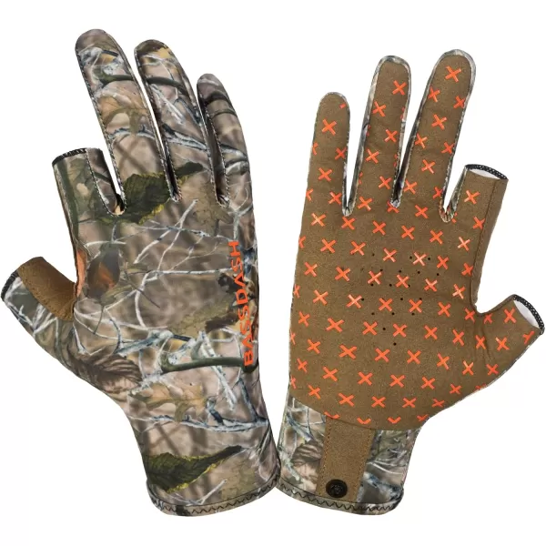 BASSDASH Unisex Fingerless Camo Hunting Gloves for Mens Womens Early Season Warm Weather UPF 50 Lightweight Fishing Photography HG03Autumn Forest