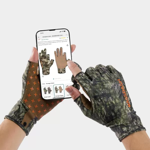 BASSDASH Unisex Fingerless Camo Hunting Gloves for Mens Womens Early Season Warm Weather UPF 50 Lightweight Fishing Photography HG03Mossy Wood