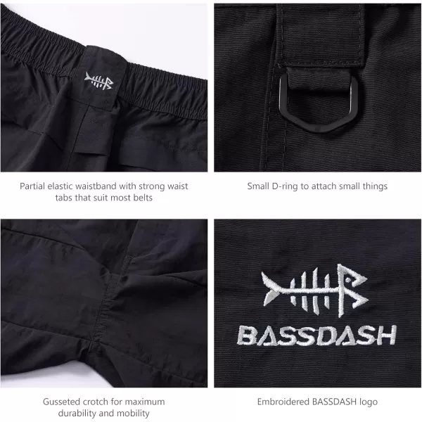 BASSDASH Womens 7 Fishing Shorts UPF 50 Water Resistant Quick Dry Lightweight Hiking Cargo Shorts with Pockets FP03WBlack