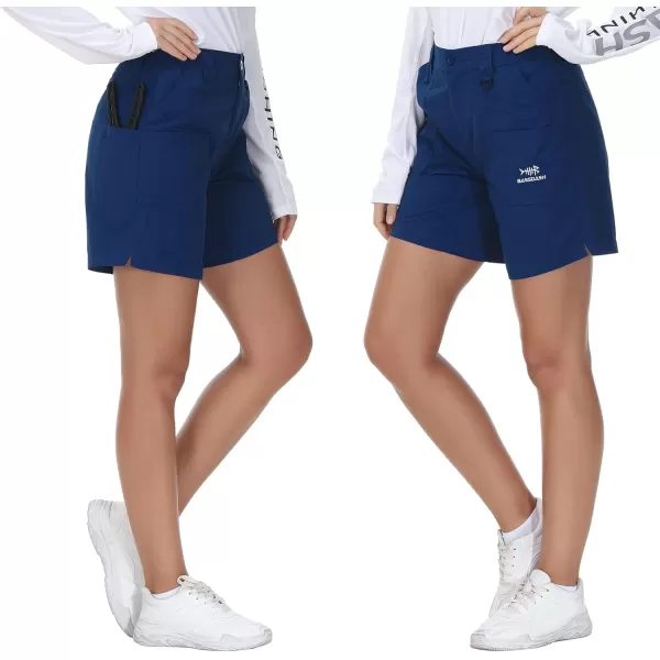 BASSDASH Womens 7 Fishing Shorts UPF 50 Water Resistant Quick Dry Lightweight Hiking Cargo Shorts with Pockets FP03WDark Blue