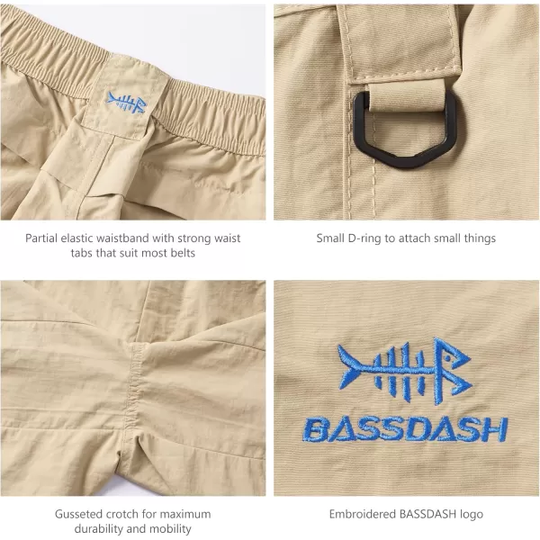 BASSDASH Womens 7 Fishing Shorts UPF 50 Water Resistant Quick Dry Lightweight Hiking Cargo Shorts with Pockets FP03WKhaki