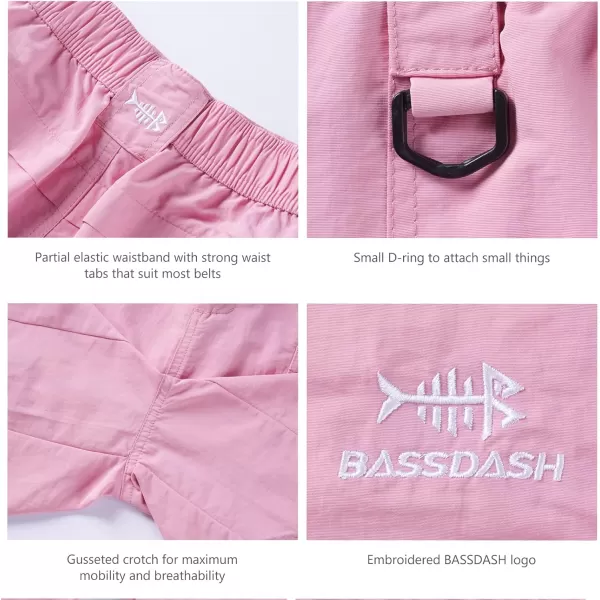 BASSDASH Womens 7 Fishing Shorts UPF 50 Water Resistant Quick Dry Lightweight Hiking Cargo Shorts with Pockets FP03WPink