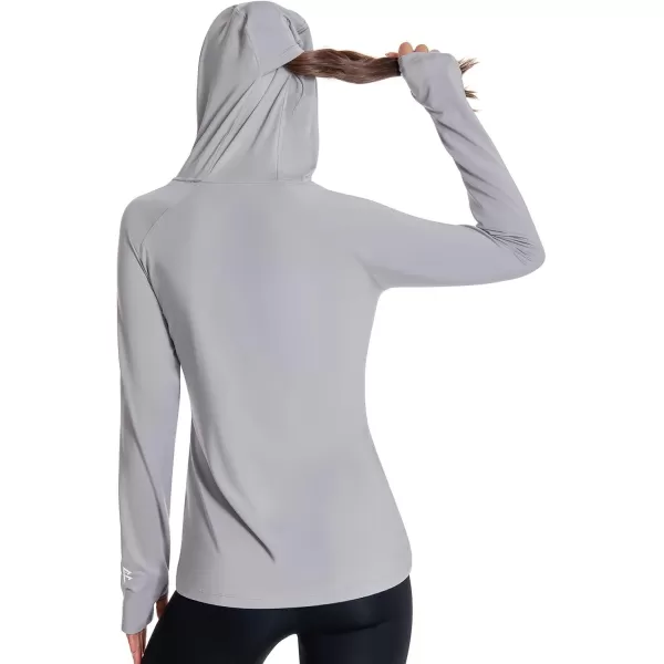 BASSDASH Womens UPF 50 Hiking Fishing Hoodie UV Shirt Long Sleeve Outdoor Activewear Breathable Lightweight StretchLight Grey