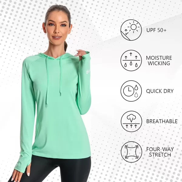 BASSDASH Womens UPF 50 Hiking Fishing Hoodie UV Shirt Long Sleeve Outdoor Activewear Breathable Lightweight StretchMint