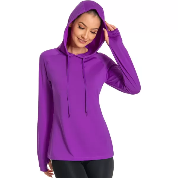 BASSDASH Womens UPF 50 Hiking Fishing Hoodie UV Shirt Long Sleeve Outdoor Activewear Breathable Lightweight StretchViolet