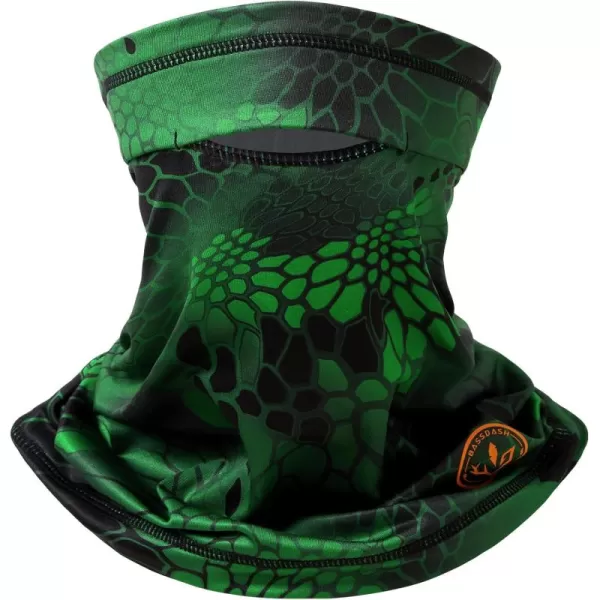 BASSDASH Fleece Neck Gaiter with Nose Hole Winter Face Mask for Men Women Windproof Scarf for Fishing Hunting SkiingGreen Scales