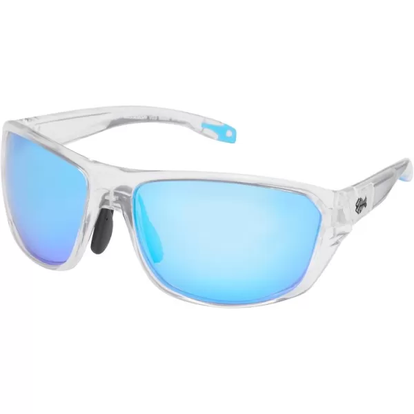 BASSDASH Polarized Sports Sunglasses for Men Women Fishing Driving Hiking UV400 with Lightweight TPX Unbreakable FrameClear White Frameice Blue Mirror Lens