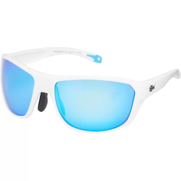 BASSDASH Polarized Sports Sunglasses for Men Women Fishing Driving Hiking UV400 with Lightweight TPX Unbreakable FrameMatte White Frameice Blue Mirror Lens