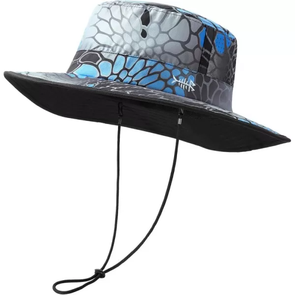 BASSDASH UPF 50 WaterResistant Fishing Bucket Hat with Laser Perforated Mesh Adjustable for Men Women Outdoor HikingNeptune Scales