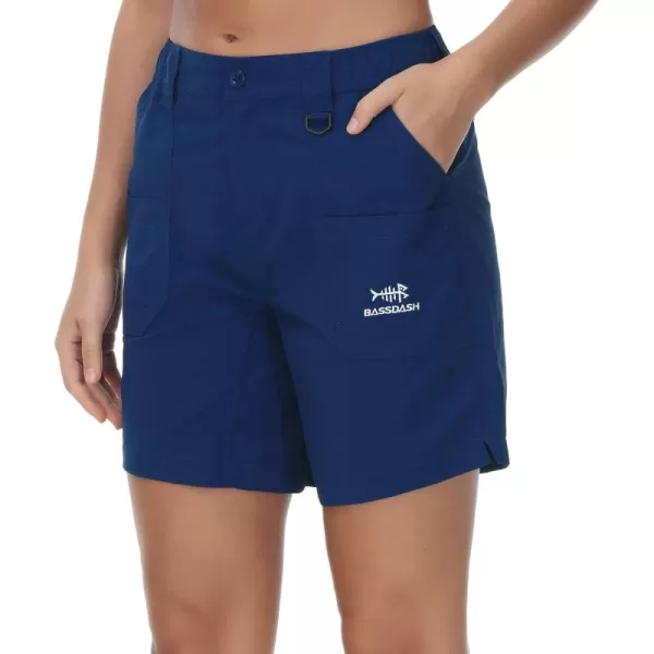 BASSDASH Womens 7 Fishing Shorts UPF 50 Water Resistant Quick Dry Lightweight Hiking Cargo Shorts with Pockets FP03WDark Blue