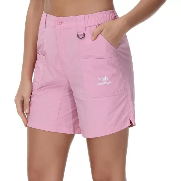 BASSDASH Womens 7 Fishing Shorts UPF 50 Water Resistant Quick Dry Lightweight Hiking Cargo Shorts with Pockets FP03WPink