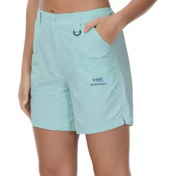 BASSDASH Womens 7 Fishing Shorts UPF 50 Water Resistant Quick Dry Lightweight Hiking Cargo Shorts with Pockets FP03WSeafoam