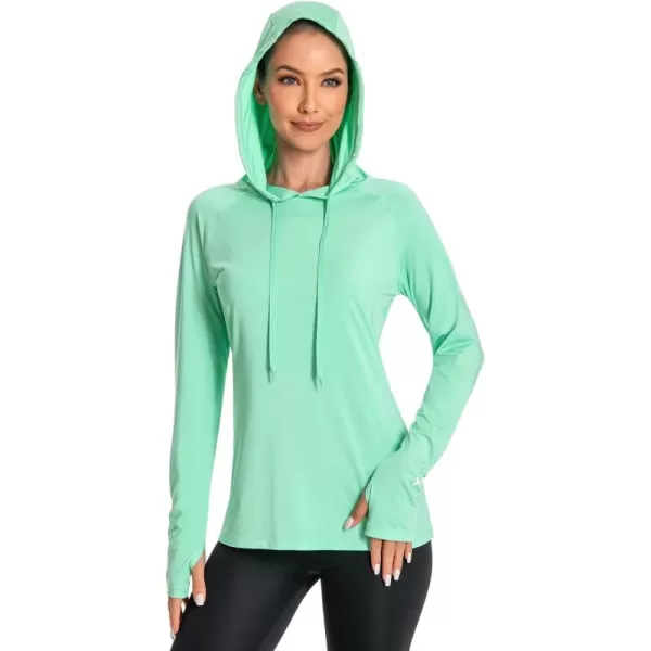 BASSDASH Womens UPF 50 Hiking Fishing Hoodie UV Shirt Long Sleeve Outdoor Activewear Breathable Lightweight StretchMint