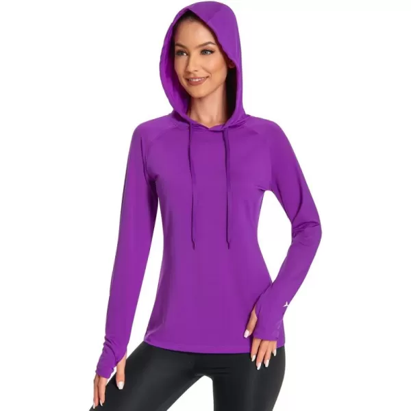 BASSDASH Womens UPF 50 Hiking Fishing Hoodie UV Shirt Long Sleeve Outdoor Activewear Breathable Lightweight StretchViolet