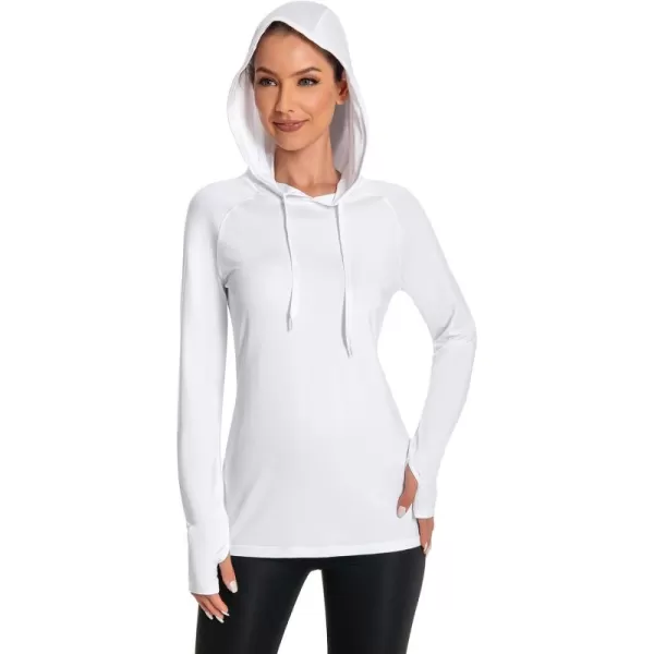 BASSDASH Womens UPF 50 Hiking Fishing Hoodie UV Shirt Long Sleeve Outdoor Activewear Breathable Lightweight StretchWhite