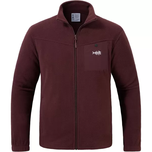 BASSDASH AllDay Mens Full Zip Fleece Jacket Soft Breathable MidWeight Polar Fleece Winter Coat with PocketsBurgundy