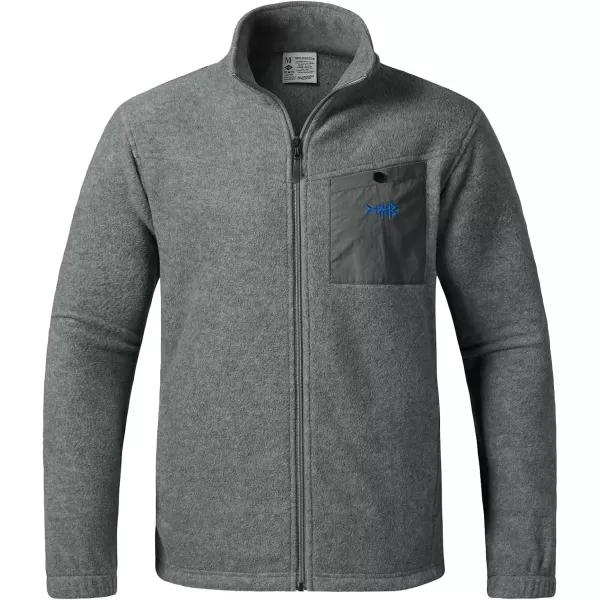 BASSDASH AllDay Mens Full Zip Fleece Jacket Soft Breathable MidWeight Polar Fleece Winter Coat with PocketsDark Heather Grey